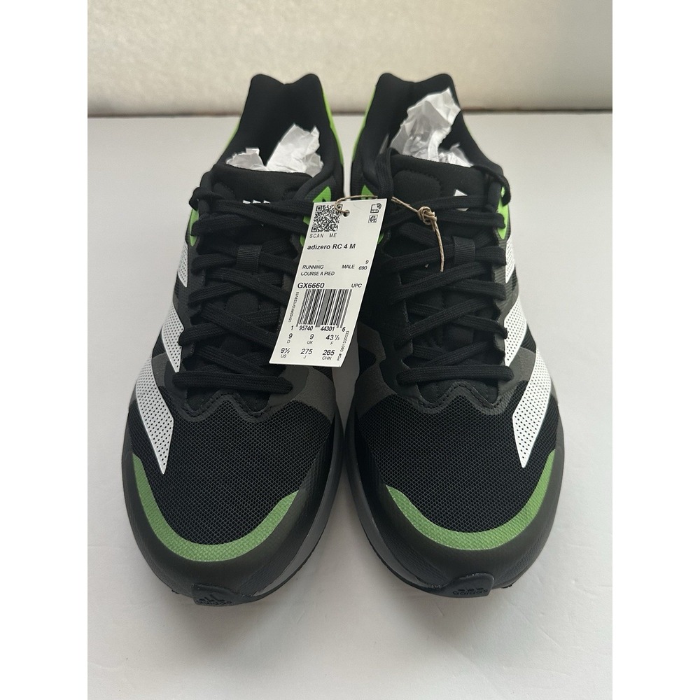 Adidas Adizero RC 4 Men's Running Shoes Black Green GX6660 Size 9.5 New